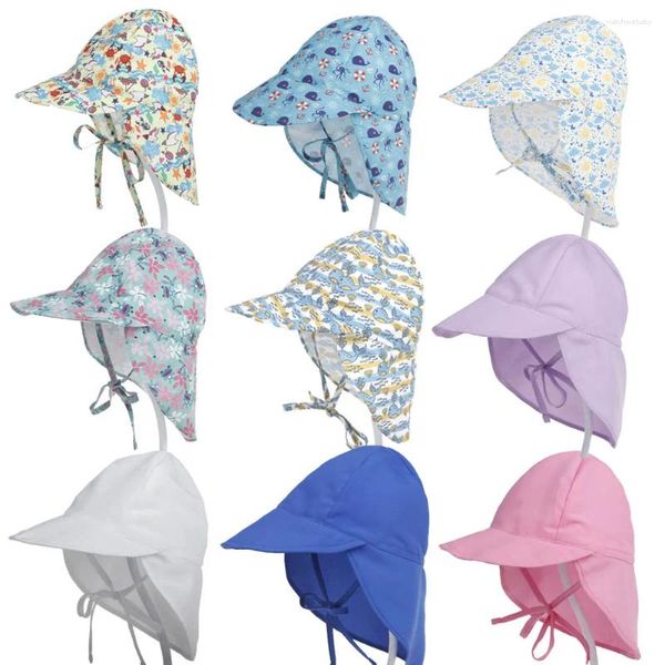 Berets UPF50 UV Criança Infantil Criança Sun Cap Verão Ao Ar Livre Bebê Meninas Meninos Férias Bonito Dos Desenhos Animados Praia Quick-Seco Chapéu Atacado