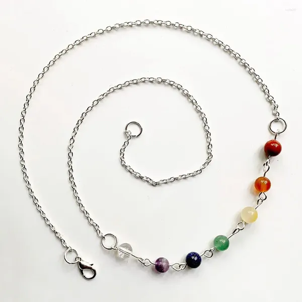 Collane con ciondolo Perline di pietra semipreziosa fatte a mano Collana naturale Gioielli Chakra Cristallo Metallo Catena placcata argento 1pz Commercio all'ingrosso