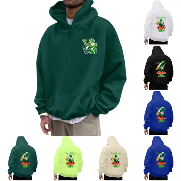 Felpe con cappuccio da uomo Grafica da uomo Autunno e inverno Moda casual StPatrick stampata con cappuccio a maniche lunghe Abbigliamento da ragazzo