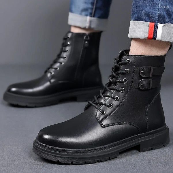 Stiefel Männer Luxus Mode Motorrad Party Bankett Kleid Marke Designer Schuhe Schwarz Grau Cowboy Plattform Boot High Top Botas Mans