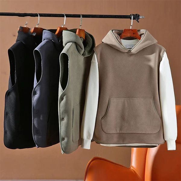 Inverno Gilet Mens Tech Fleece Jacket Hoodie Mulheres Vestidos Veste Nova Moda Lamb Suede Integrado Breasted Personalidade Motocicleta Clip Coat Hoodies Designer