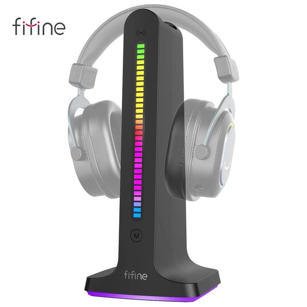 Fifine RGB-Kopfhörerständer mit 2-in-1-Steckdosenleiste und USB-Headset-Halter für Gaming-Kopfhörer/Bluetooth-Kopfhörerampligame S3