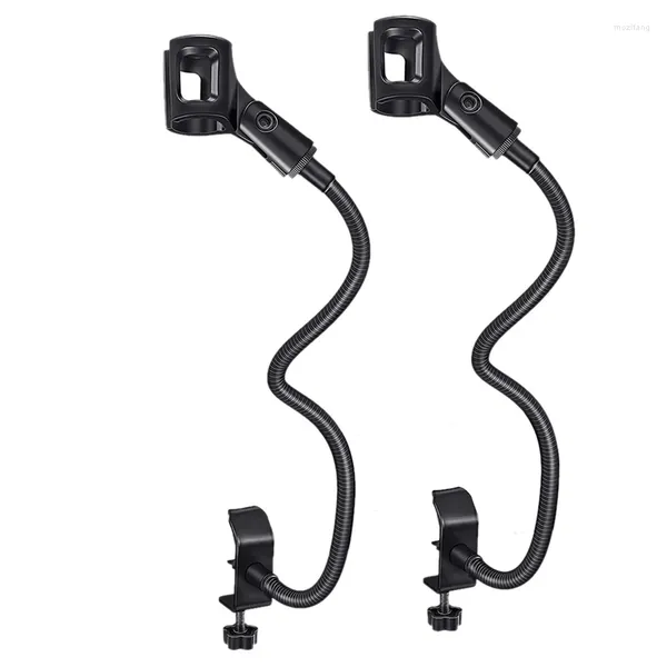 Microfones 2 Pcs Microfone Suporte Ajustável Flexível Gooseneck Desktop Stands Desk Grampo Equipamento de Gravação para Palestra de Reunião