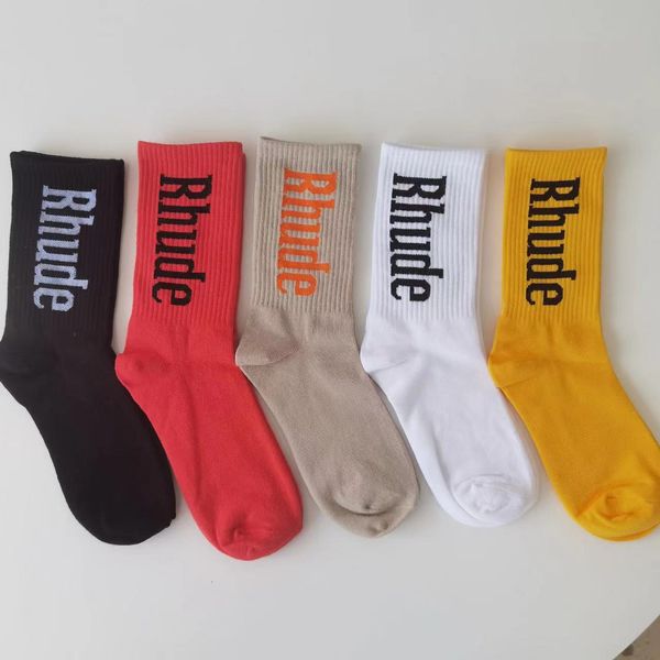 Rhude Mens Socken Frauen neue Briefe reine baumwolle europäische amerikanische Straße Trend Sport Casual Jogging Basketball Socken