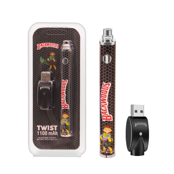 CK Backwoods Pil Twist Pil 3.3V-4.8V Ayarlanabilir Voltaj 1100mAh USB Şarj Cihazı Pil Pil Box ile Pil