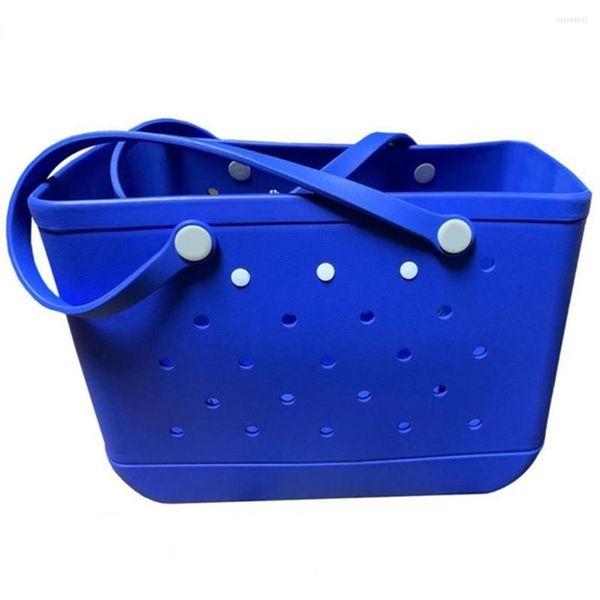 Einkaufstaschen 48 36 24 cm Frauen Ganze wasserdichte Tasche Custom Löcher Sommer Gummi Totes großer Eva Plastik Bog Beach Silikonbag338f