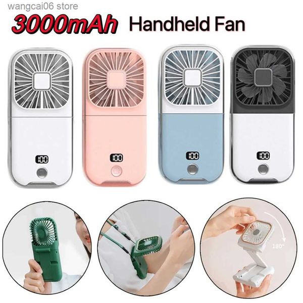 Elektrik Fanları Mini Elektrikli Elektrik Fan Şarj Edilebilir Dijital Ekran Taşınabilir USB Hava Soğutucu Cep Telefon Tutucu Çok Function Fan T231216