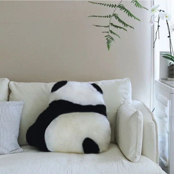 Kissen/Dekokissen, kurzes Fell, Panda-Kissen, Plüsch, Erkerfenster, Panda-Rückenkissen, niedliche Rückansicht-Kissen, Sofa, Wohnzimmer, Heimdekoration, kreative Kissen 231216