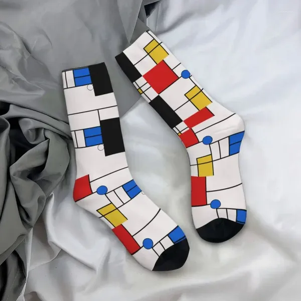 Herrensocken, lustige Männer, Mondrian, minimalistisches Gitter, bedruckt, Hip Hop, glücklich, niedlich, Jungen, Street-Style, verrückte Neuheit für