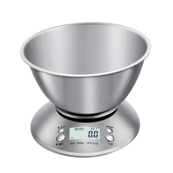 Strumenti di misurazione Bilancia da cucina in acciaio inossidabile con vassoio Display digitale LCD HD Precisione di spegnimento automatico 1 g massimo Peso 5 kg 231215