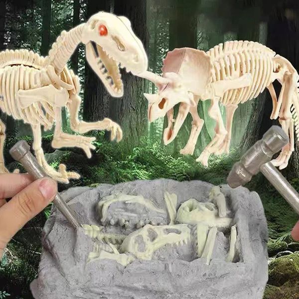 Научное открытие, детская игрушка-динозавр юрского периода, археологические раскопки, тираннозавр, трицератопс, модель мальчика, копающая сокровища, подарок 231215