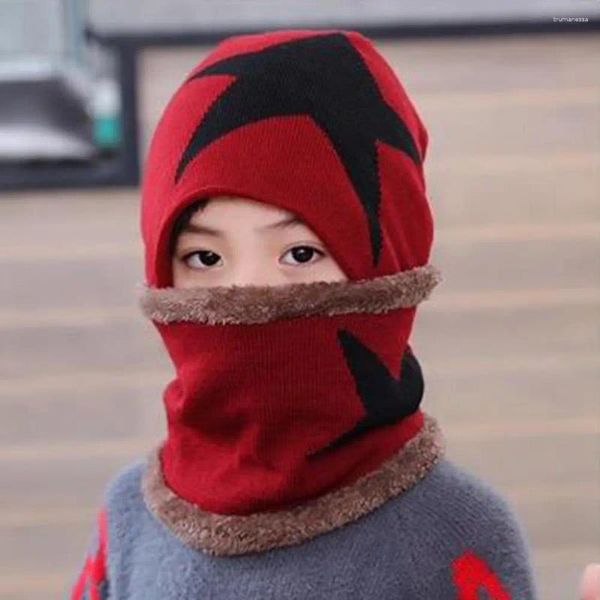 Berretti 2 pezzi/set cappello per bambini sciarpa ispessita berretto lavorato a maglia resistente al freddo che tocca la pelle per la scuola