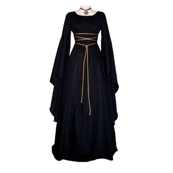 Abiti Jiezuofang Abito medievale da donna Abito lungo vittoriano rinascimentale gotico Abito lungo Costumi Abiti da donna autunnali con maniche svasate