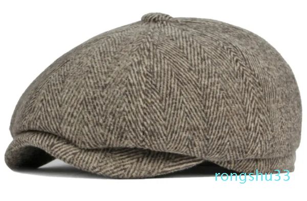 Cappello spesso caldo da uomo maschio vintage in lana papà nonno edera ottagonale ragazzo piatto