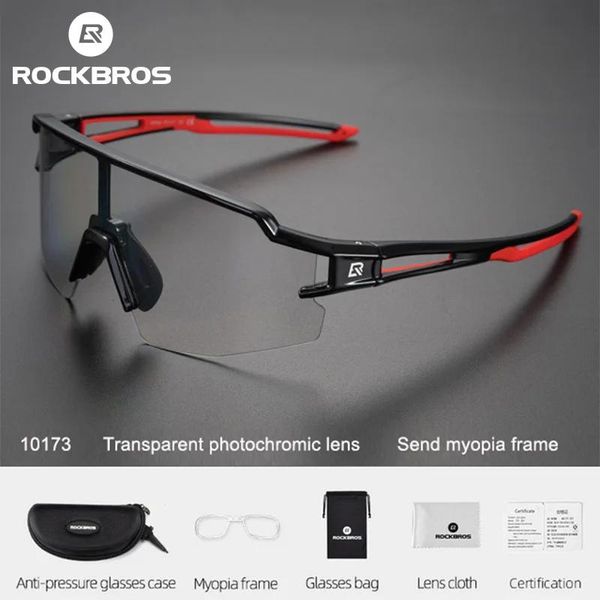 Eyewears ROCKBROS Radfahren Sonnenbrille Photochrome Polarisierte Fahrrad Brille Sport Brillen MTB Glas Outdoor Reiten Angeln Fahrrad Sonnenbrille