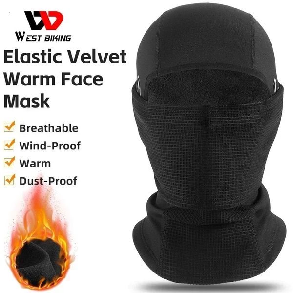 Tampas de ciclismo Máscaras WEST BIKING Inverno Ciclismo Esqui Balaclava Quente Máscara Respirável Proteção Facial Completa Camada Dupla Espessamento Equipamento Esportivo Térmico 231216