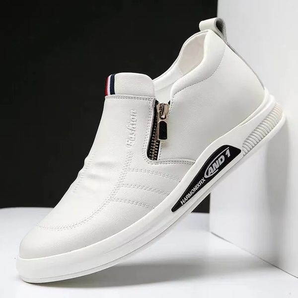 Scarpe eleganti con altezza crescente Scarpe casual da uomo in pelle di marca di tendenza Mocassini autunno con cerniera fondo piatto da uomo sport business comfort Tenis Masculino 231215