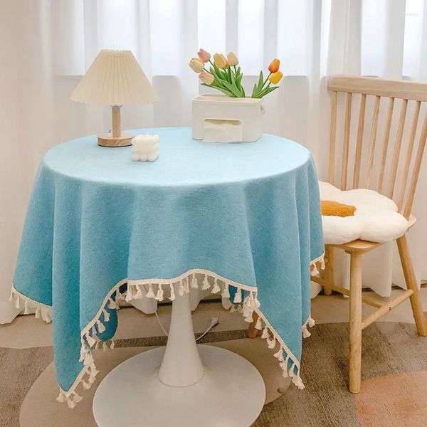 Tischdecke Hochwertiger leichter Luxusstoff aus Baumwolle und Leinen Japanische runde Tischdecke für langes Esszimmer Y7W237