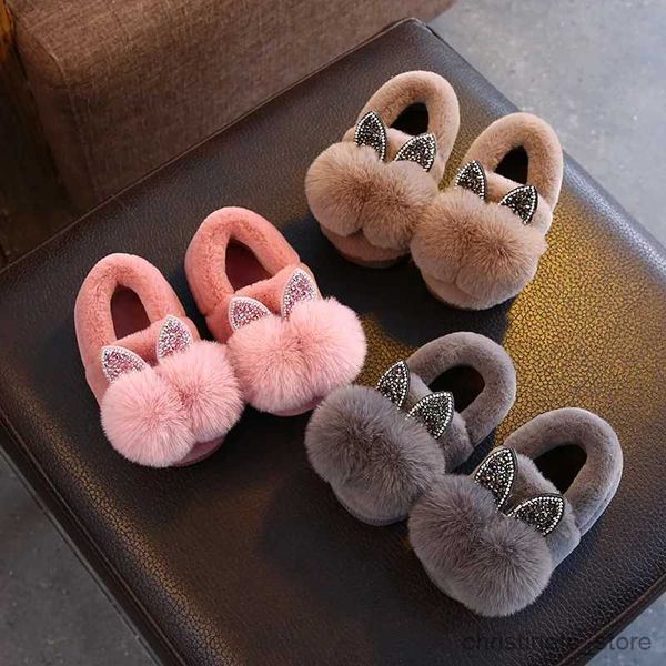 Pantofole Scarpe invernali in cotone per bambini Calore Pantofole in cotone per interni per ragazzi Scarpe peluche per bambini Pantofole casual per ragazze Pantofole rosa