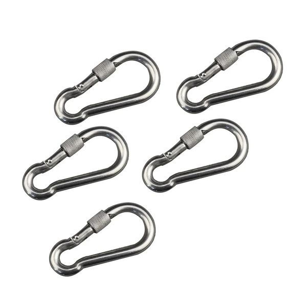 Mosquetões 5 PCS Auto Bloqueio Primavera Snap Gancho Mosquetão com Parafuso 304 Aço Inoxidável 5mm 6mm 7mm 8mm Primavera Snap Mosquetão para Camping 231215