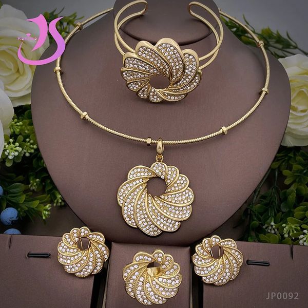 Hochzeit Schmuck Sets Italien Ohrringe für Frauen 18k vergoldet Dubai Halskette Set Party Geschenk Zubehör 231216