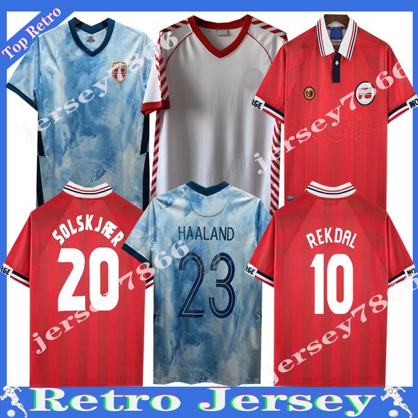 84 98 Retro NorwaIES Fußballtrikots MINI REKDAL BJORNEBYE Heimfußballtrikot 20 21 Haaland BERG Tore Andre Flo SOLSKJAER Uniformen