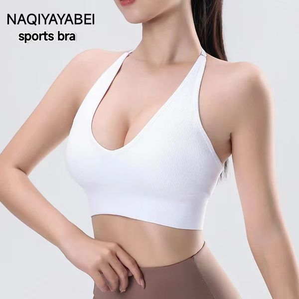 Sutiãs yoga esportes sutiã roupa interior à prova de choque sexy spandex suor absorvente ginásio elástico mulheres top sportswear 231215