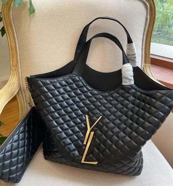 Tasarımcı çanta çanta omuz çantası kadın çantası yy çanta s çantası siyah buzağı deri klasik diyagonal çizgili kapitone zincir orta boy crossbody büyük kapasite