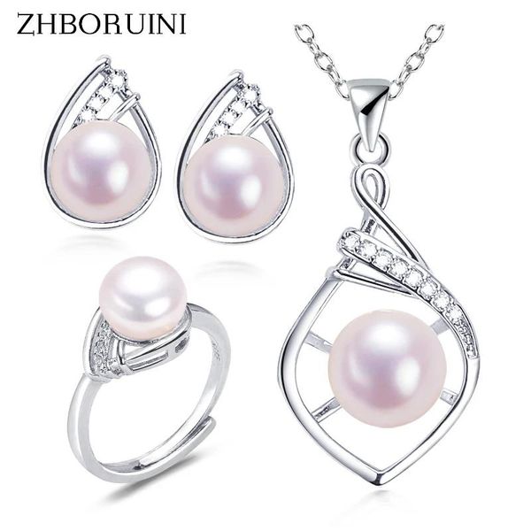 Элегантные комплекты ювелирных украшений с жемчугом Zhboruini, серьги и ожерелье из настоящего натурального пресноводного жемчуга для женщин, 2022