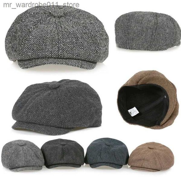 Berretti Cappelli Ragazzi Ragazze Vintage Berretto da strillone in lana Tweed Berretto piatto Cappello da cabbie per bambino Bambino Pageboy Bambini 1-12 anni Freeshipping Q231216