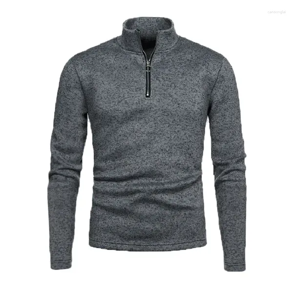 Felpe con cappuccio da uomo Felpe con cappuccio da uomo Maglione invernale Scollo Design con cerniera Tinta unita Collo alto Maglietta con cappuccio Uomo Manica lunga Top basic Abbigliamento Uomo