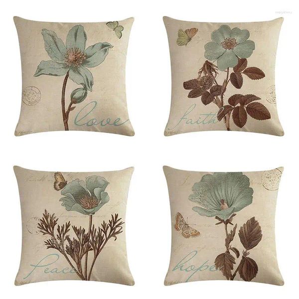 Kissen Großhandel Hohe Qualität Hochzeit Geschenk Dekor Kissenbezug Nordic Vintage Blaue Blumen Poststempel Home Office Auto Sofa CoverH773