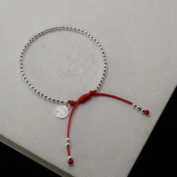 Charme Pulseiras La Monada Menor 16cm Bead Happy Red Thread para Mão 925 Pulseira de Prata Mulheres Corda 231215