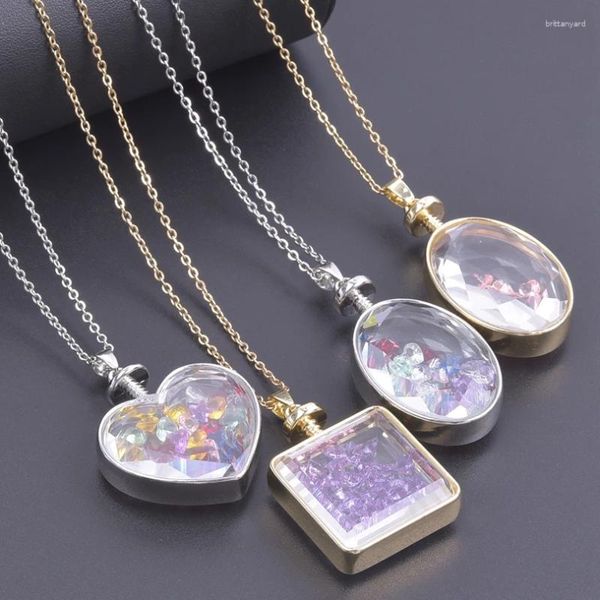 Collane a sospensione da 1 pc Curved Personalized Heart Glass Picture Medaillon Women Geometric Relicario Living Locket Collettes Gioielli