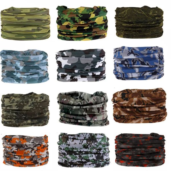 Bandane Durag Camouflage Seamless Magic Bandana Buffs Ghetta per il collo Paisley Fascia per capelli Ciclismo Pesca Tubo Visiera Uomo Donna Sciarpa Maschera Cap 231216