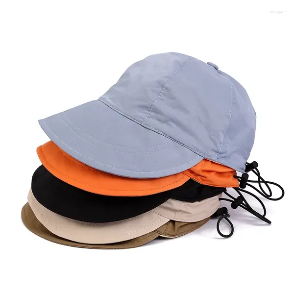 Berretti da baseball a tesa larga tinta unita con coulisse protezione solare berretto da baseball da uomo versione coreana cappello da papà snapback con ombra per esterni primavera estate