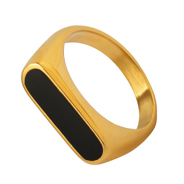 Senhoras requintado anel geométrico elemento acrílico anel titânio aço banhado 18k anel de ouro elegante e elegante jóias