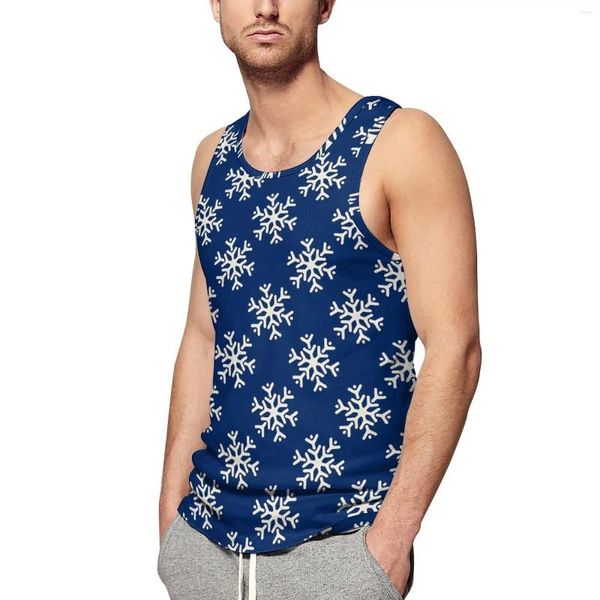 Männer Tank Tops Winter Weiße Schneeflocke Täglich Top Weihnachten Gym Mann Benutzerdefinierte Streetwear Ärmellose Westen Plus Größe 4XL 5XL