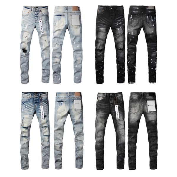 Star Patch Jeans Männer lila Jeans Designer Y2k Herren Jeans Hombre Distressed Baggy Jeans Moto Biker Männer Luxus Jeans Streetwear Hosen für Männer