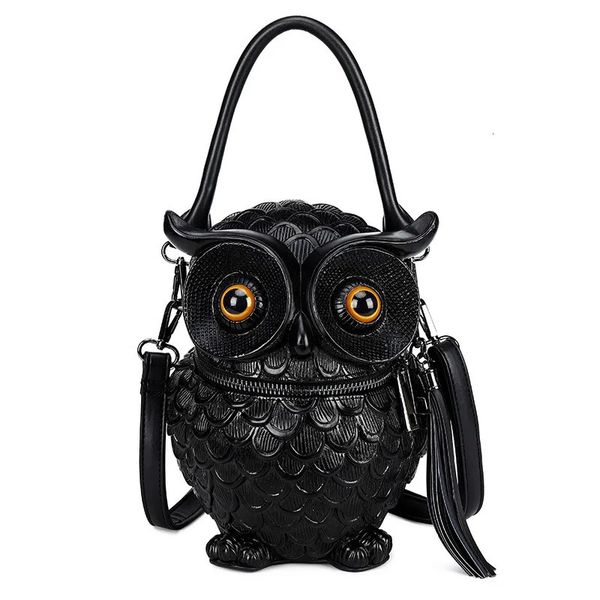 Вечерние сумки Повседневная 3D кожаная женская сумка совы на плечо для женщин на каждый день для путешествий Модный женский рюкзак для девочек Косметика через плечо 231216