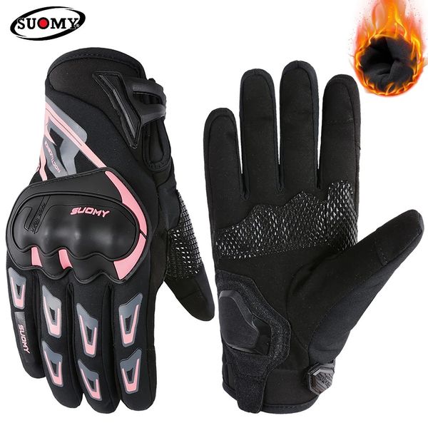 Guanti a cinque dita SUOMY Lady Pink Guanti da moto invernali Donna Adolescenti Ragazze Impermeabile antivento Caldo Guanto da moto Motorcross Luvas Donna XS 231215