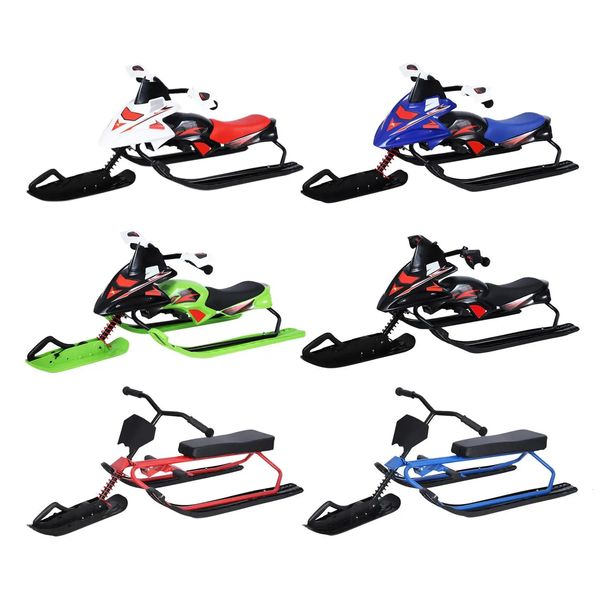 Rodeln Snow Racer Schlitten mit Lenkrad und Fahrradgriff Doppelbremsen Schlitten Snowboard Fahrrad für Kinder Erwachsene Teenager 231215