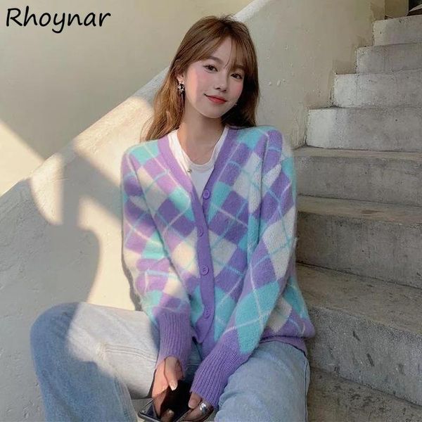 Abiti Cardigan Donna Adorabile Patchwork Haruku Popolare Minimalista Accogliente Design in stile coreano Studenti Casual Semplice Adolescenti Retro quotidiano