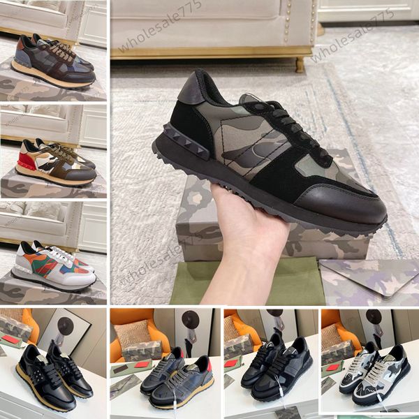 Herren-Designer-Läufer-Sneaker mit Nieten, Freizeitschuhe, Tarnmuster, echtes Leder, Luxus-Outdoor-Freizeittrainer, Nieten, Sportschuh, schöner Mesh-Stoff, Größe 38–46