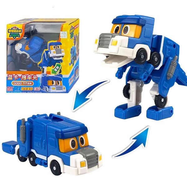 Giocattoli di trasformazione Robot est Min Deformazione Gogo Dino Action Figures REX Trasformazione Auto Aereo Motoscafo Gru Dinosauri giocattoli per bambini 231216
