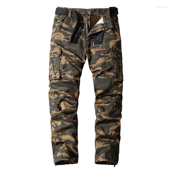 Calças masculinas táticas militares de alta qualidade ao ar livre jogging carga calça casual camuflagem do exército em linha reta calças de cor sólida