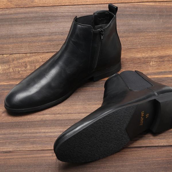 Botlar Boyut 7 ~ 13 Erkek Chelsea Boots İtalyan tarzı ayak bileği botları yumuşak deri erkekler 231216