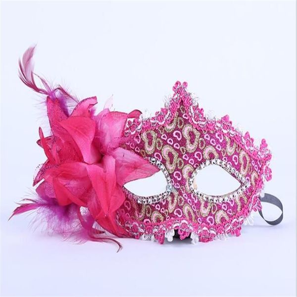 Maschera floreale per feste Mascherata veneziana di Halloween QERFORMANCE Patch in pelle per feste Maschera in pizzo rosa oro GB418207x