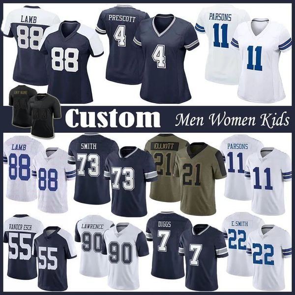 11 Micah Parsons CeeDee Lamb CoWboyes Maglia da calcio Dak Prescott Trevon Diggs DeMarcus Lawrence Leighton Vander Esch Tony Pollard Stitched Uomo Donna Maglia da gioventù