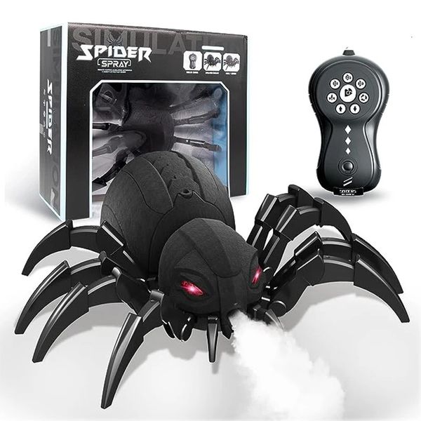 Animali elettrici RC Simulazione RC elettrico Spray Spider Novità Giocattolo per bambini Telecomando senza fili Musica leggera Animale Realistico Natale Animale domestico 231215